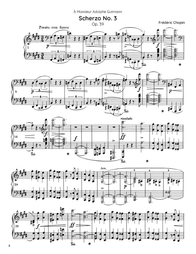 Chopin - Scherzo No. 3, Op. 39 (PDF Sheet Music / Digital Download)