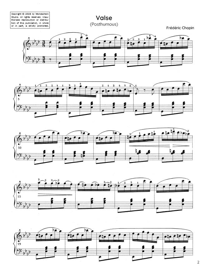 Chopin - Valse No. 16 in A-flat major, Op. Posth. (PDF Sheet Music / Digital Download)