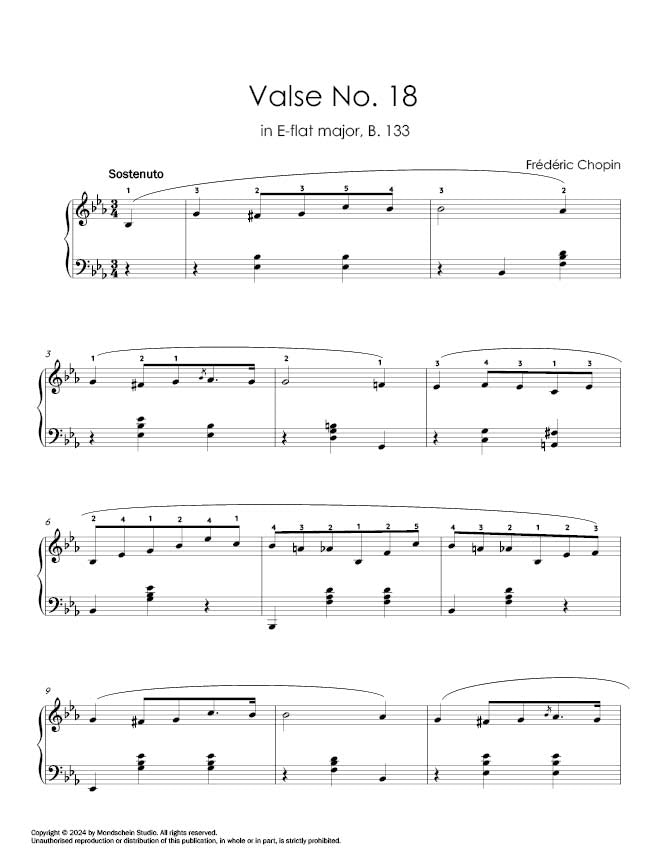 Chopin - Valse No. 18 in E-flat major, B. 133 (PDF Digital Download | Printed Sheet Music)