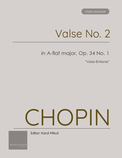 Chopin - Valse No. 2 in A-flat major, Op. 34 No. 1 "Valse Brillante" (PDF Sheet Music / Digital Download)