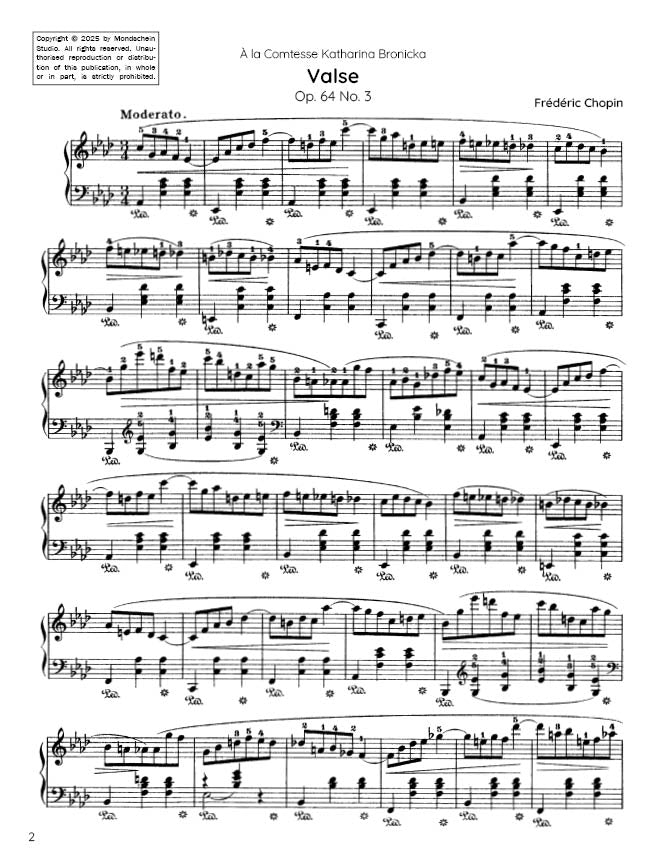 Chopin - Valse in A-flat major, Op. 64 No. 3 (PDF Sheet Music / Digital Download)