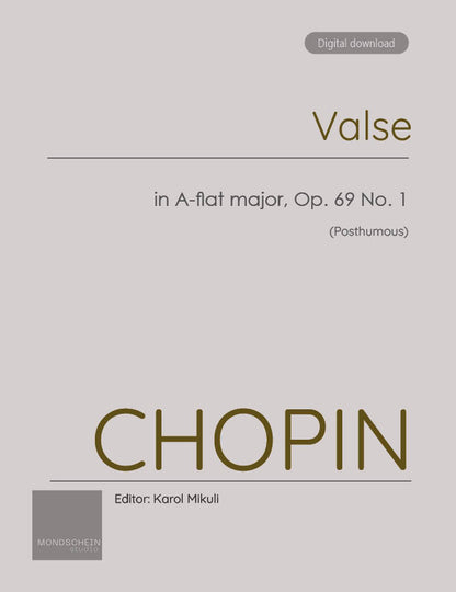 Chopin - Valse in A-flat major, Op. 69 No. 1 (PDF Sheet Music / Digital Download)