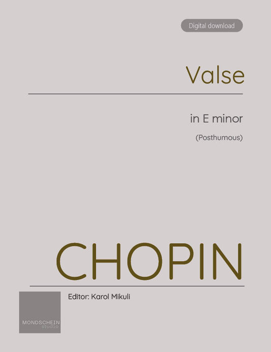 Chopin - Valse in E minor, Op. Posth. (PDF Sheet Music / Digital Download)