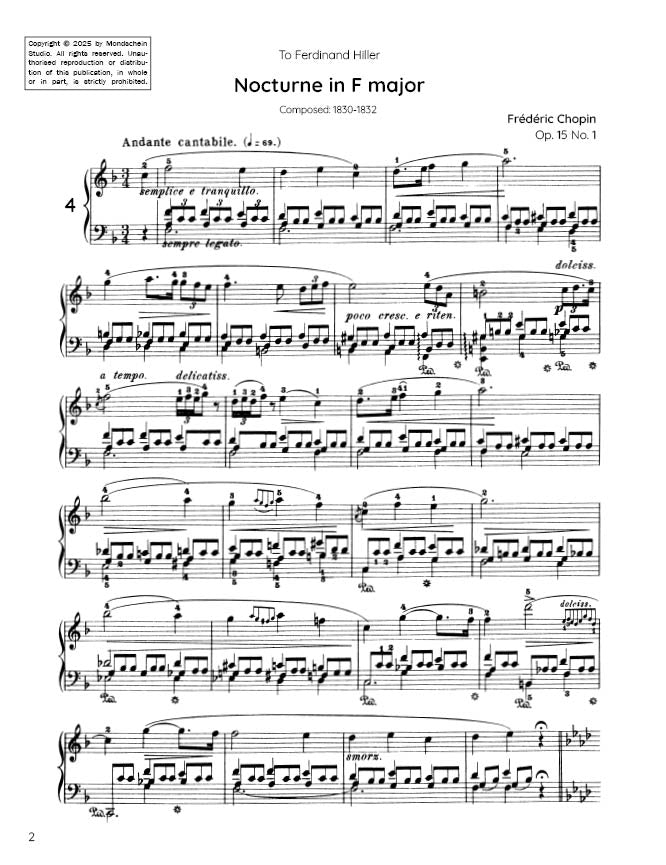Chopin - Nocturne No. 4, Op. 15 No. 1 (PDF Sheet Music / Digital Download)