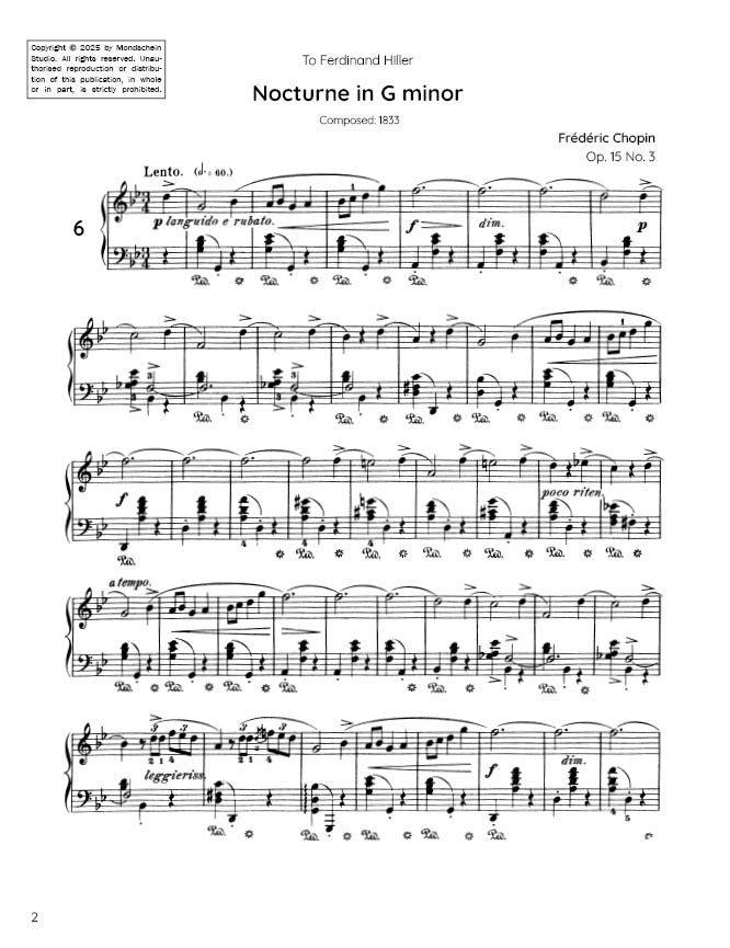 Chopin - Nocturne No. 6, Op. 15 No. 3 (PDF Sheet Music / Digital Download)