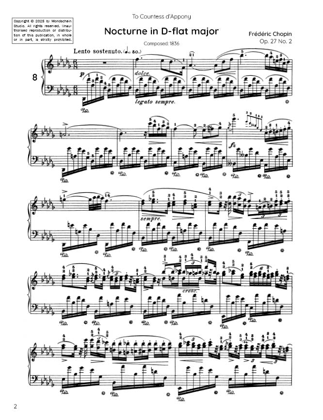 Chopin - Nocturne No. 8, Op. 27 No. 2 (PDF Sheet Music / Digital Download)