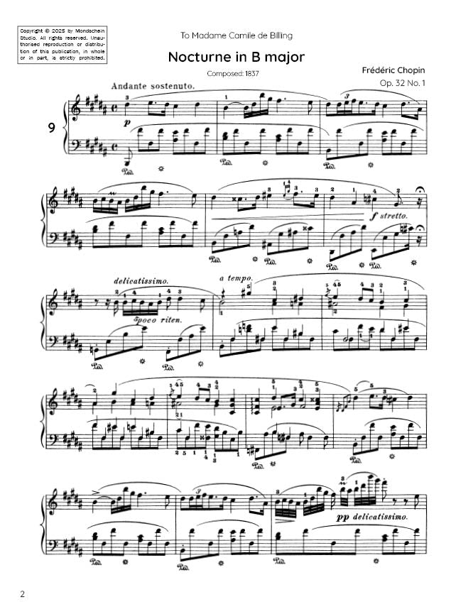 Chopin - Nocturne No. 9, Op. 32 No. 1 (PDF Sheet Music / Digital Download)