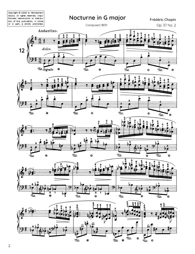 Chopin - Nocturne No. 12, Op. 37 No. 2 (PDF Sheet Music / Digital Download)