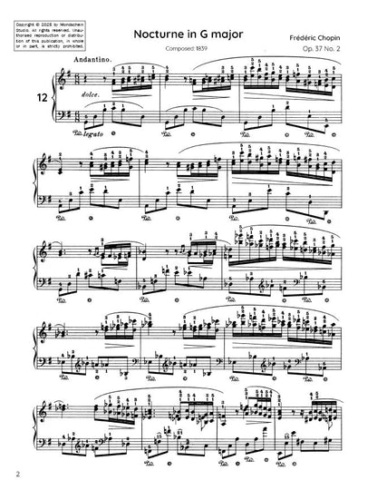 Chopin - Nocturne No. 12, Op. 37 No. 2 (PDF Sheet Music / Digital Download)