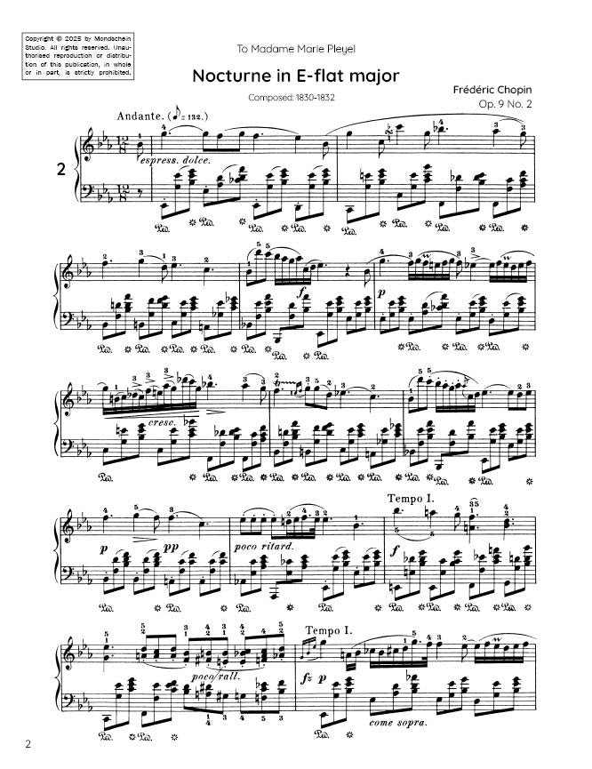 Chopin - Nocturne No. 2, Op. 9 No. 2 (PDF Sheet Music / Digital Download)