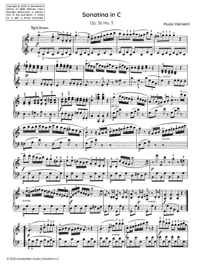 Clementi - Sonatina in C major, Op. 36 No. 3 (PDF Sheet Music / Digital Download)
