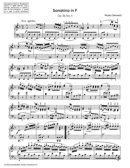 Clementi - Sonatina in F major, Op. 36 No. 4 (PDF Sheet Music / Digital Download)