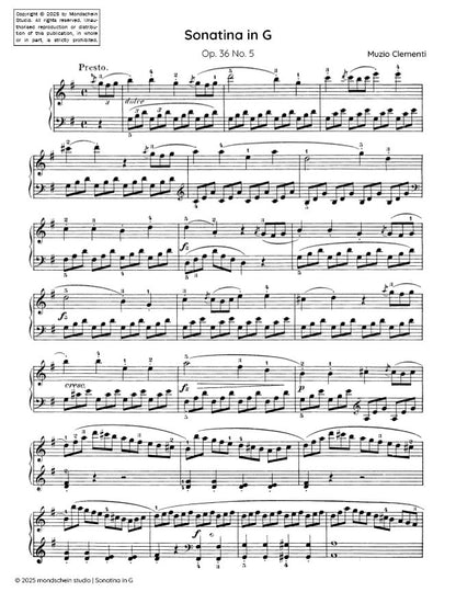 Clementi - Sonatina in G major, Op. 36 No. 5 (PDF Sheet Music / Digital Download)