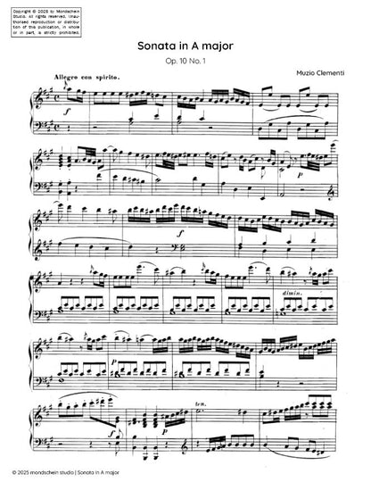 Clementi - Sonata in A major, Op. 10 No. 1 (PDF Sheet Music / Digital Download)