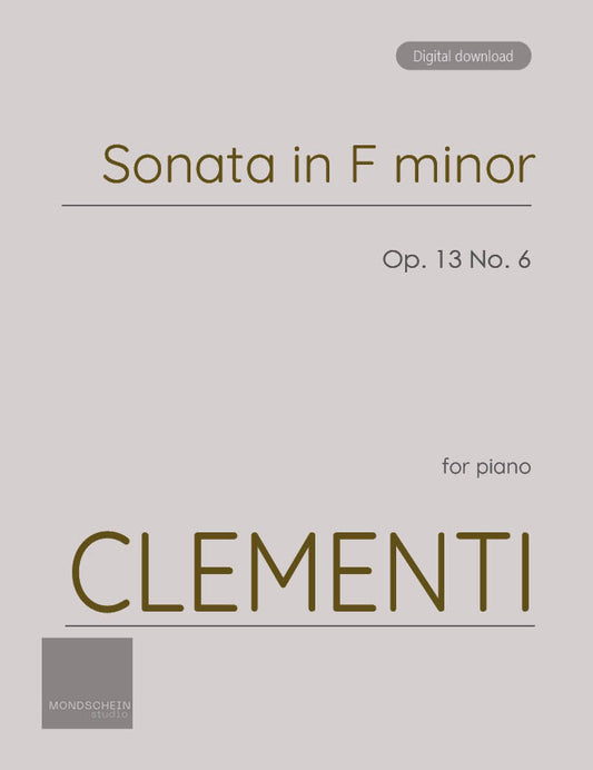 Clementi - Sonata in F minor, Op. 13 No. 6 (PDF Sheet Music / Digital Download)