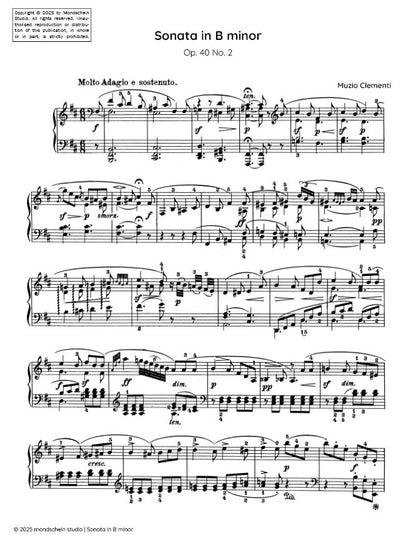 Clementi - Sonata in B minor, Op. 40 No. 2 (PDF Sheet Music / Digital Download)