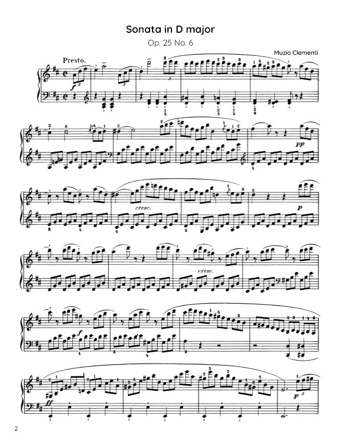 Clementi - Sonata in D major, Op. 25 No. 6 (PDF Sheet Music / Digital Download)