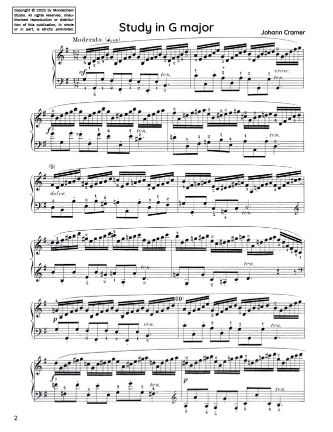Cramer - Study in G major, Op. 50 No. 21 (PDF Sheet Music / Digital Download)