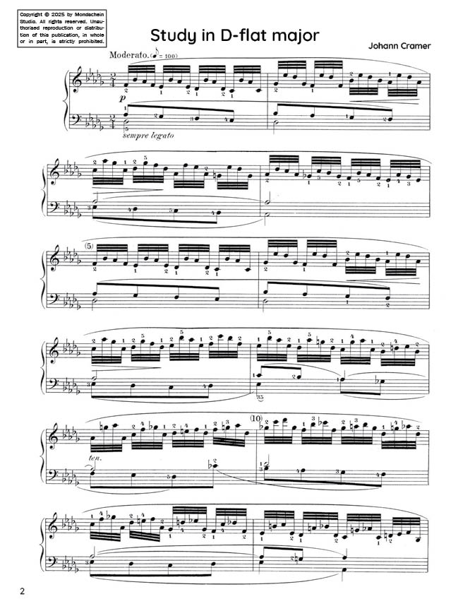 Cramer - Study in D-flat major, Op. 50 No. 3 (PDF Digital Download)