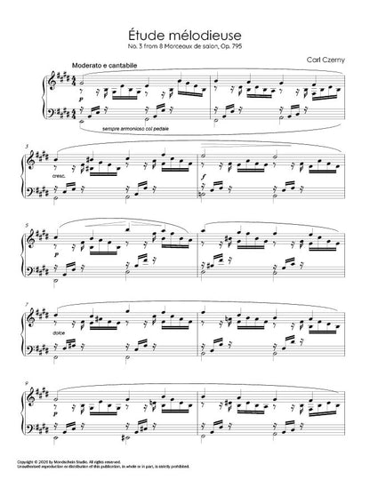 Czerny - Étude mélodieuse, No. 3 from 8 Morceaux de salon, Op. 795 (PDF Digital Download | Printed Sheet Music)
