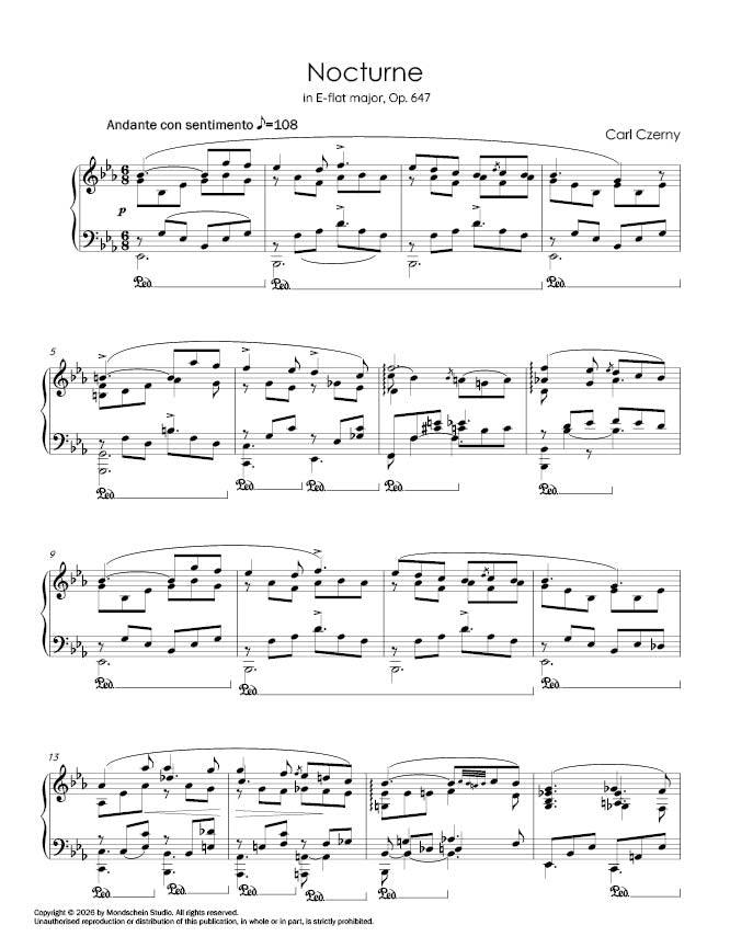 Czerny - Nocturne, Op. 647 (PDF Digital Download | Printed Sheet Music)