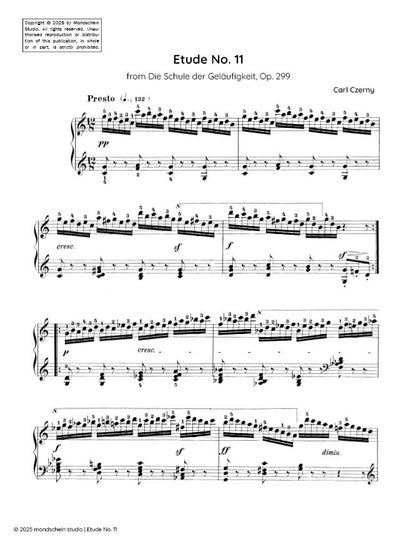 Czerny - Etude No. 11 from Die Schule der Geläufigkeit, Op. 299 (PDF Sheet Music / Digital Download)