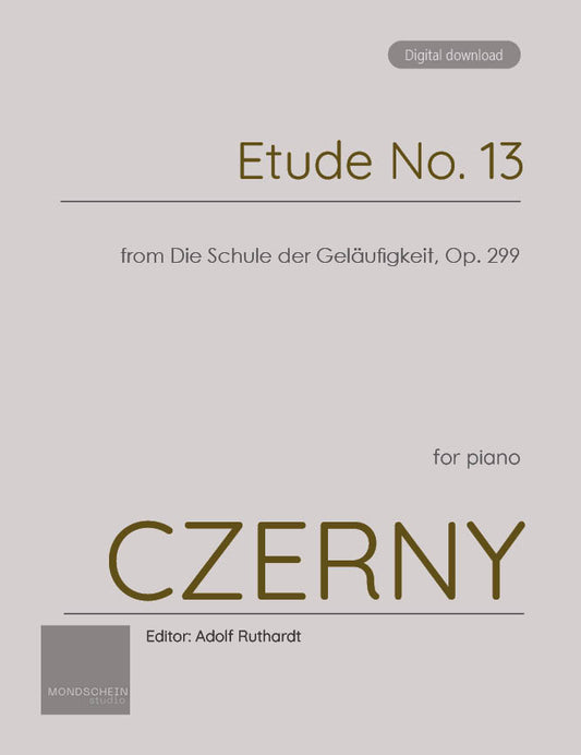 Czerny - Etude No. 13 from Die Schule der Geläufigkeit, Op. 299 (PDF Sheet Music / Digital Download)