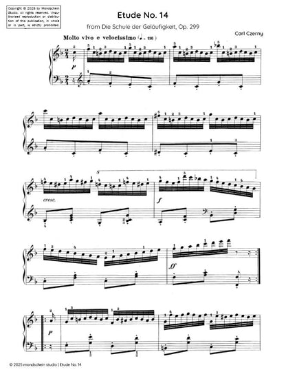 Czerny - Etude No. 14 from Die Schule der Geläufigkeit, Op. 299 (PDF Sheet Music / Digital Download)