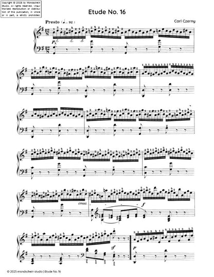 Czerny - Etude No. 16 from Die Schule der Geläufigkeit, Op. 299 (PDF Sheet Music / Digital Download)