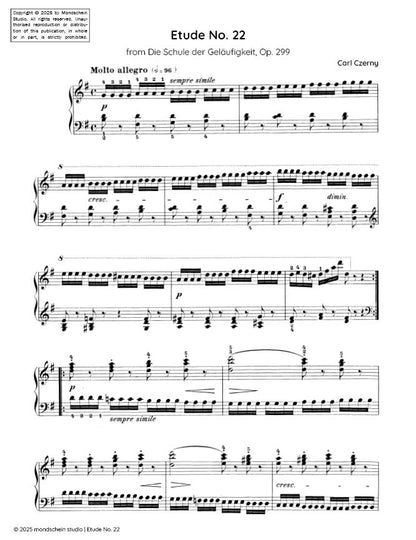 Czerny - Etude No. 22 from Die Schule der Geläufigkeit, Op. 299 (PDF Sheet Music / Digital Download)