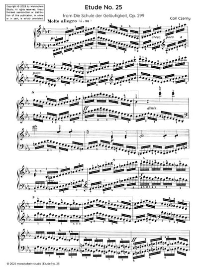Czerny - Etude No. 25 from Die Schule der Geläufigkeit, Op. 299 (PDF Sheet Music / Digital Download)