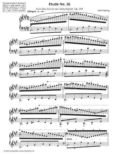 Czerny - Etude No. 26 from Die Schule der Geläufigkeit, Op. 299 (PDF Sheet Music / Digital Download)