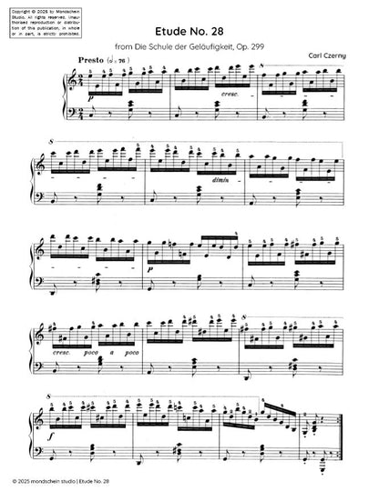 Czerny - Etude No. 28 from Die Schule der Geläufigkeit, Op. 299 (PDF Sheet Music / Digital Download)
