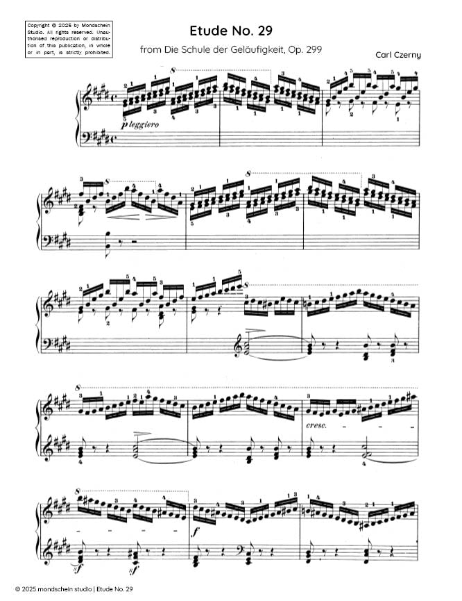 Czerny - Etude No. 29 from Die Schule der Geläufigkeit, Op. 299 (PDF Sheet Music / Digital Download)
