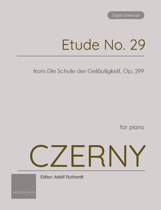 Czerny - Etude No. 29 from Die Schule der Geläufigkeit, Op. 299 (PDF Sheet Music / Digital Download)