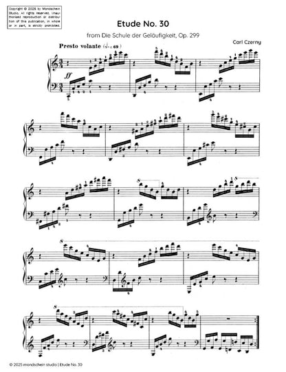 Czerny - Etude No. 30 from Die Schule der Geläufigkeit, Op. 299 (PDF Sheet Music / Digital Download)