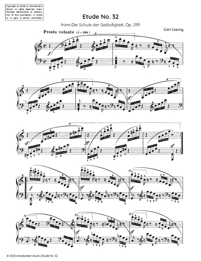 Czerny - Etude No. 32 from Die Schule der Geläufigkeit, Op. 299 (PDF Sheet Music / Digital Download)