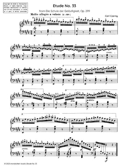 Czerny - Etude No. 33 from Die Schule der Geläufigkeit, Op. 299 (PDF Sheet Music / Digital Download)