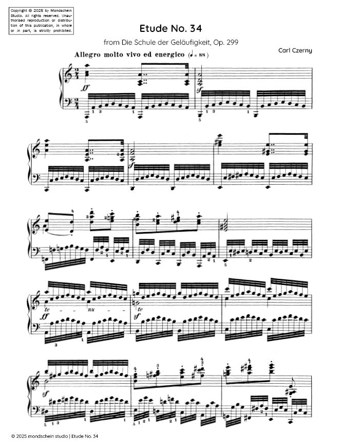 Czerny - Etude No. 34 from Die Schule der Geläufigkeit, Op. 299 (PDF Sheet Music / Digital Download)