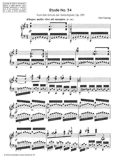 Czerny - Etude No. 34 from Die Schule der Geläufigkeit, Op. 299 (PDF Sheet Music / Digital Download)