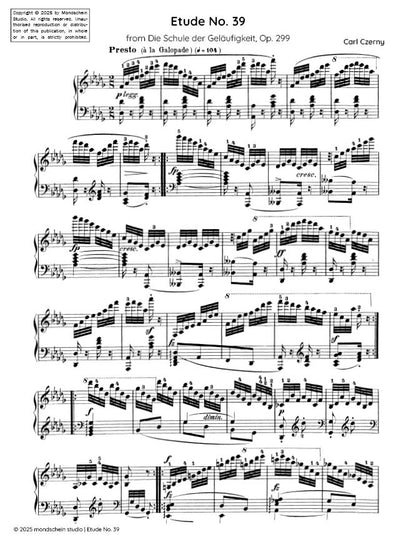 Czerny - Etude No. 39 from Die Schule der Geläufigkeit, Op. 299 (PDF Sheet Music / Digital Download)