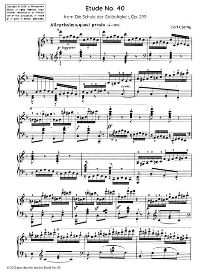 Czerny - Etude No. 40 from Die Schule der Geläufigkeit, Op. 299 (PDF Sheet Music / Digital Download)