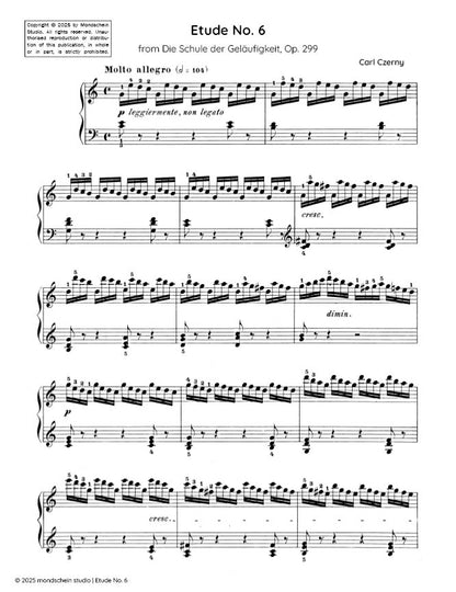 Czerny - Etude No. 6 from Die Schule der Geläufigkeit, Op. 299 (PDF Sheet Music / Digital Download)