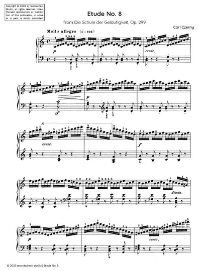 Czerny - Etude No. 8 from Die Schule der Geläufigkeit, Op. 299 (PDF Sheet Music / Digital Download)