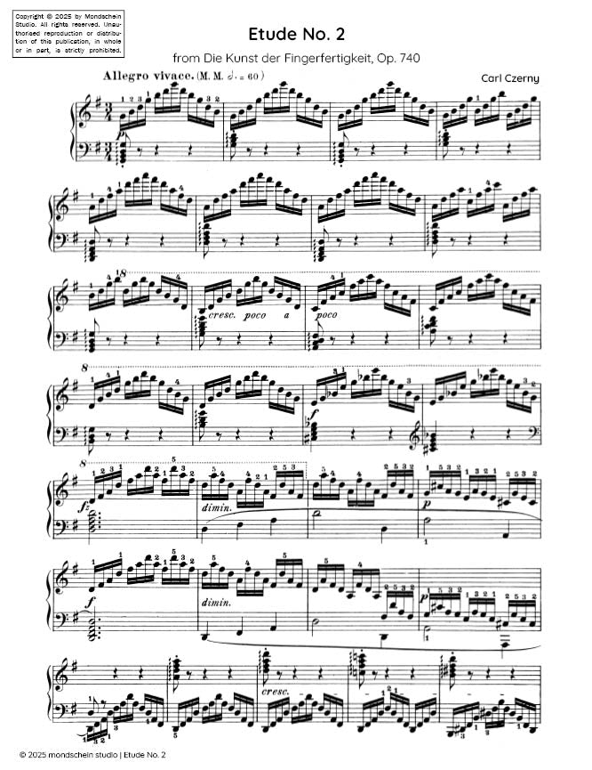 Czerny - Etude No. 2 from Die Kunst der Fingerfertigkeit, Op. 740 (PDF Sheet Music / Digital Download)