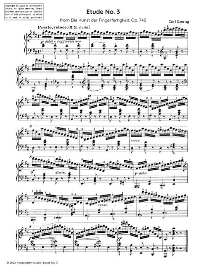 Czerny - Etude No. 3 from Die Kunst der Fingerfertigkeit, Op. 740 (PDF Sheet Music / Digital Download)