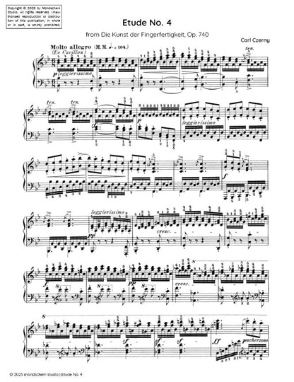 Czerny - Etude No. 4 from Die Kunst der Fingerfertigkeit, Op. 740 (PDF Sheet Music / Digital Download)