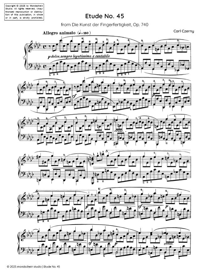 Czerny - Etude No. 45 from Die Kunst der Fingerfertigkeit, Op. 740 (PDF Sheet Music / Digital Download)