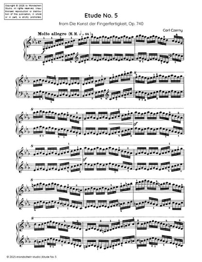 Czerny - Etude No. 5 from Die Kunst der Fingerfertigkeit, Op. 740 (PDF Sheet Music / Digital Download)