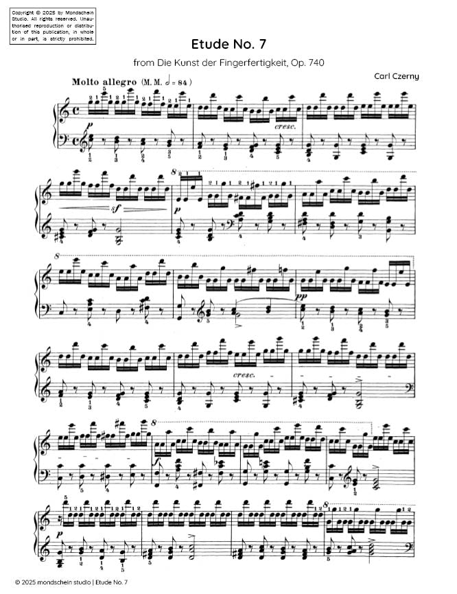 Czerny - Etude No. 7 from Die Kunst der Fingerfertigkeit, Op. 740 (PDF Sheet Music / Digital Download)